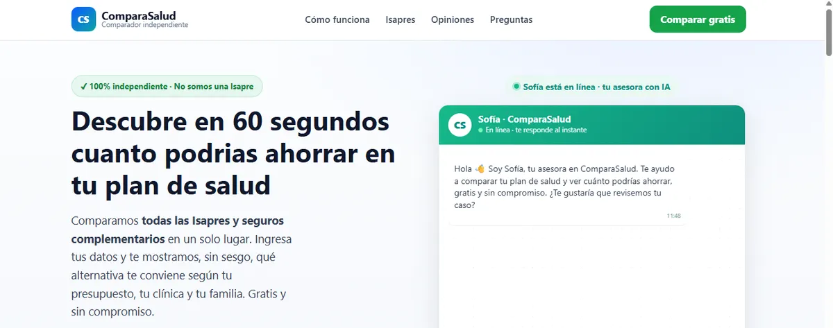 Sitio web de ComparaSalud